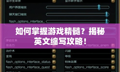 如何掌握游戲精髓？揭秘英文縮寫攻略！