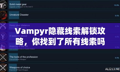Vampyr隱藏線索解鎖攻略，你找到了所有線索嗎？
