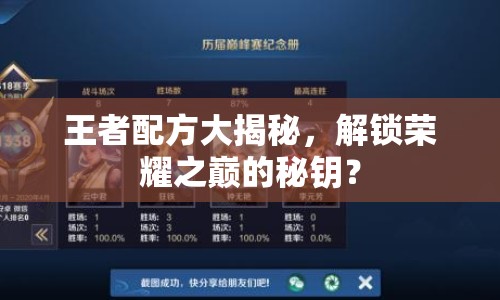 王者配方大揭秘，解鎖榮耀之巔的秘鑰？