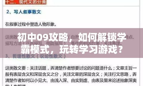 初中09攻略，如何解鎖學(xué)霸模式，玩轉(zhuǎn)學(xué)習(xí)游戲？
