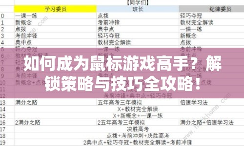 如何成為鼠標(biāo)游戲高手？解鎖策略與技巧全攻略！