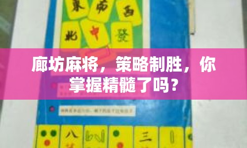 廊坊麻將，策略制勝，你掌握精髓了嗎？