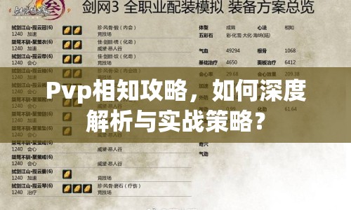 Pvp相知攻略，如何深度解析與實戰(zhàn)策略？