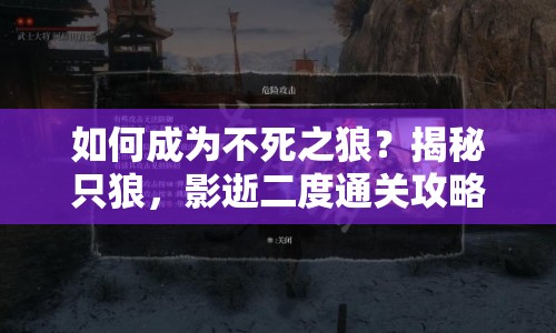 如何成為不死之狼？揭秘只狼，影逝二度通關(guān)攻略！