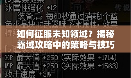 如何征服未知領(lǐng)域？揭秘霸域攻略中的策略與技巧！
