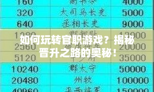 如何玩轉(zhuǎn)官職游戲？揭秘晉升之路的奧秘！