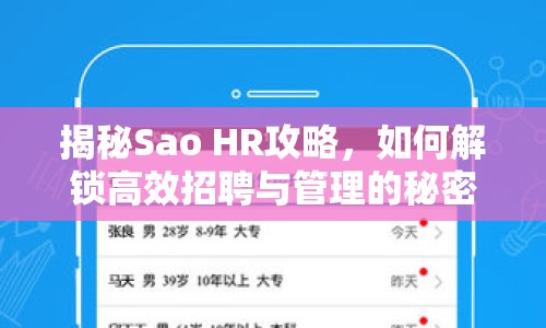 揭秘Sao HR攻略，如何解鎖高效招聘與管理的秘密？