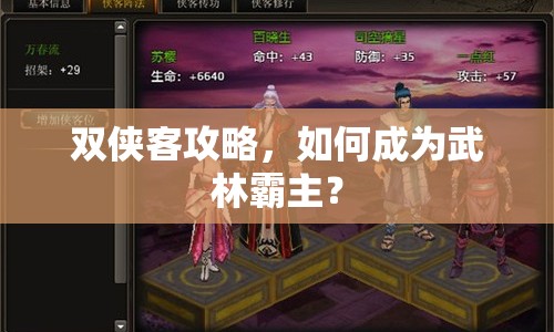 雙俠客攻略，如何成為武林霸主？