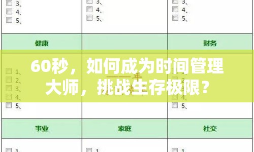 60秒，如何成為時(shí)間管理大師，挑戰(zhàn)生存極限？
