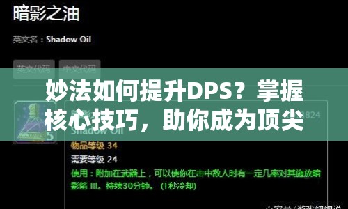 妙法如何提升DPS？掌握核心技巧，助你成為頂尖輸出！