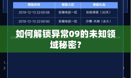 如何解鎖異常09的未知領域秘密？