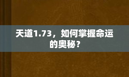 天道1.73，如何掌握命運(yùn)的奧秘？