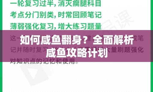 如何咸魚翻身？全面解析咸魚攻略計劃
