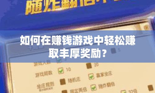 如何在賺錢游戲中輕松賺取豐厚獎(jiǎng)勵(lì)？