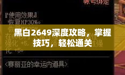 黑白2649深度攻略，掌握技巧，輕松通關(guān)