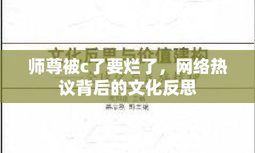 師尊被c了要爛了，網(wǎng)絡(luò)熱議背后的文化反思