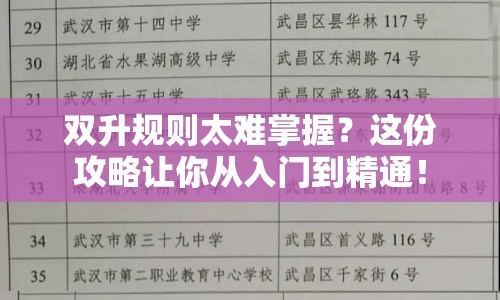 雙升規(guī)則太難掌握？這份攻略讓你從入門到精通！