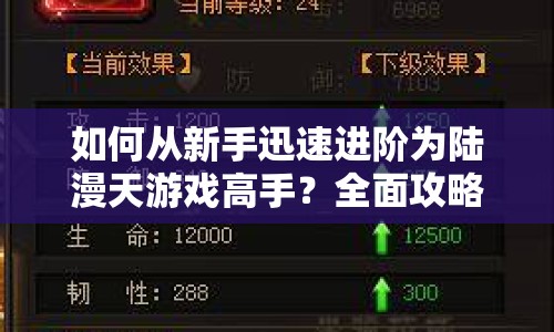 如何從新手迅速進(jìn)階為陸漫天游戲高手？全面攻略解析！