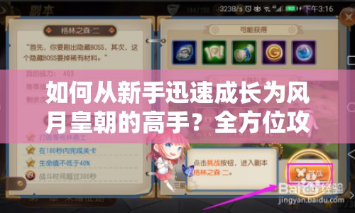 如何從新手迅速成長為風(fēng)月皇朝的高手？全方位攻略揭秘！