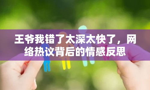 王爺我錯(cuò)了太深太快了，網(wǎng)絡(luò)熱議背后的情感反思