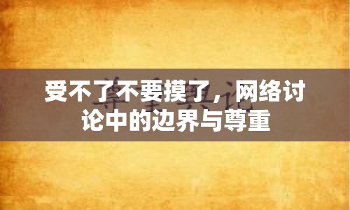 受不了不要摸了，網(wǎng)絡討論中的邊界與尊重