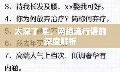 太深了 噢，網(wǎng)絡(luò)流行語(yǔ)的深度解析