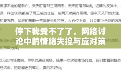 停下我受不了了，網(wǎng)絡(luò)討論中的情緒失控與應(yīng)對(duì)策略