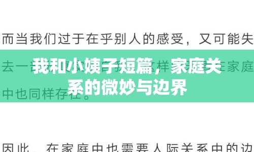 我和小姨子短篇，家庭關(guān)系的微妙與邊界