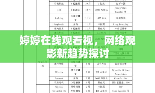 婷婷在線觀看視，網(wǎng)絡(luò)觀影新趨勢探討