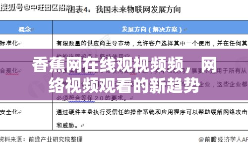 香蕉網在線觀視頻頻，網絡視頻觀看的新趨勢