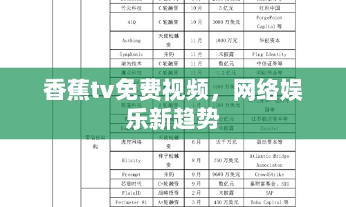 香蕉tv免費視頻，網(wǎng)絡(luò)娛樂新趨勢