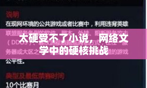 太硬受不了小說，網(wǎng)絡(luò)文學(xué)中的硬核挑戰(zhàn)