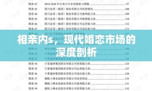 相親內(nèi)s，現(xiàn)代婚戀市場(chǎng)的深度剖析