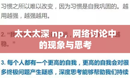 太大太深 np，網(wǎng)絡討論中的現(xiàn)象與思考