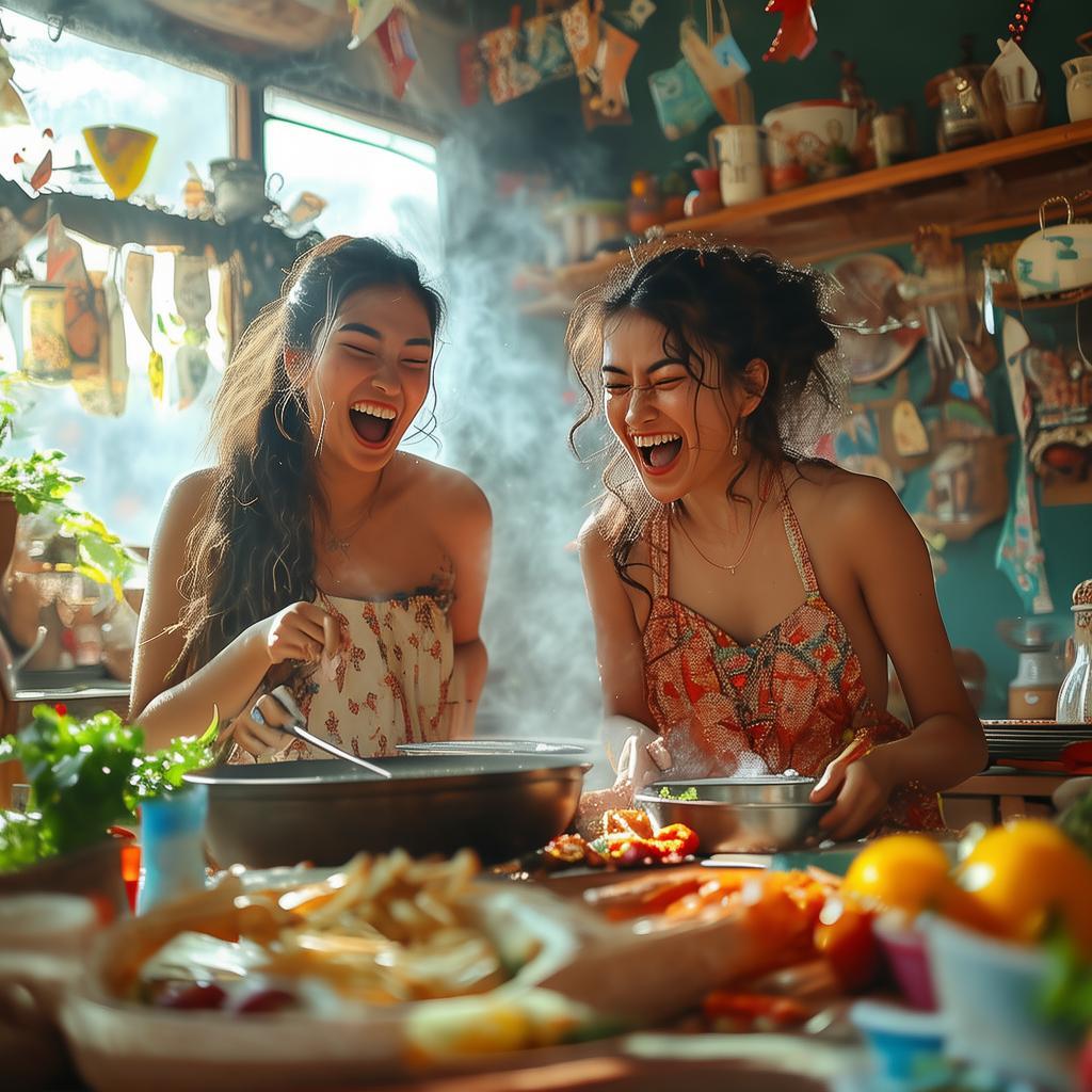 姐妹們在家光著做飯？你敢嘗試嗎？